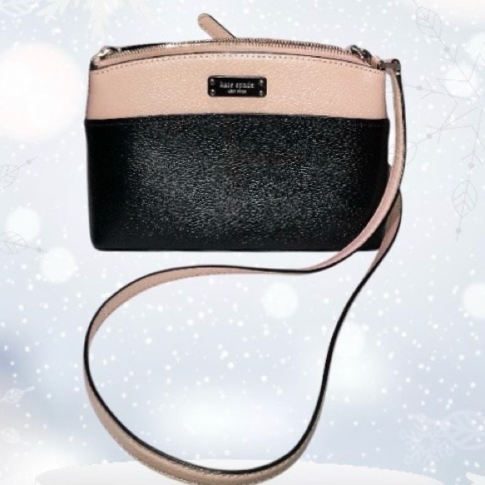 Kate Spade Leather Black & Pink Crossbody Bag Pebbled Adjustable Strap NWOT - Picture 8 of 16